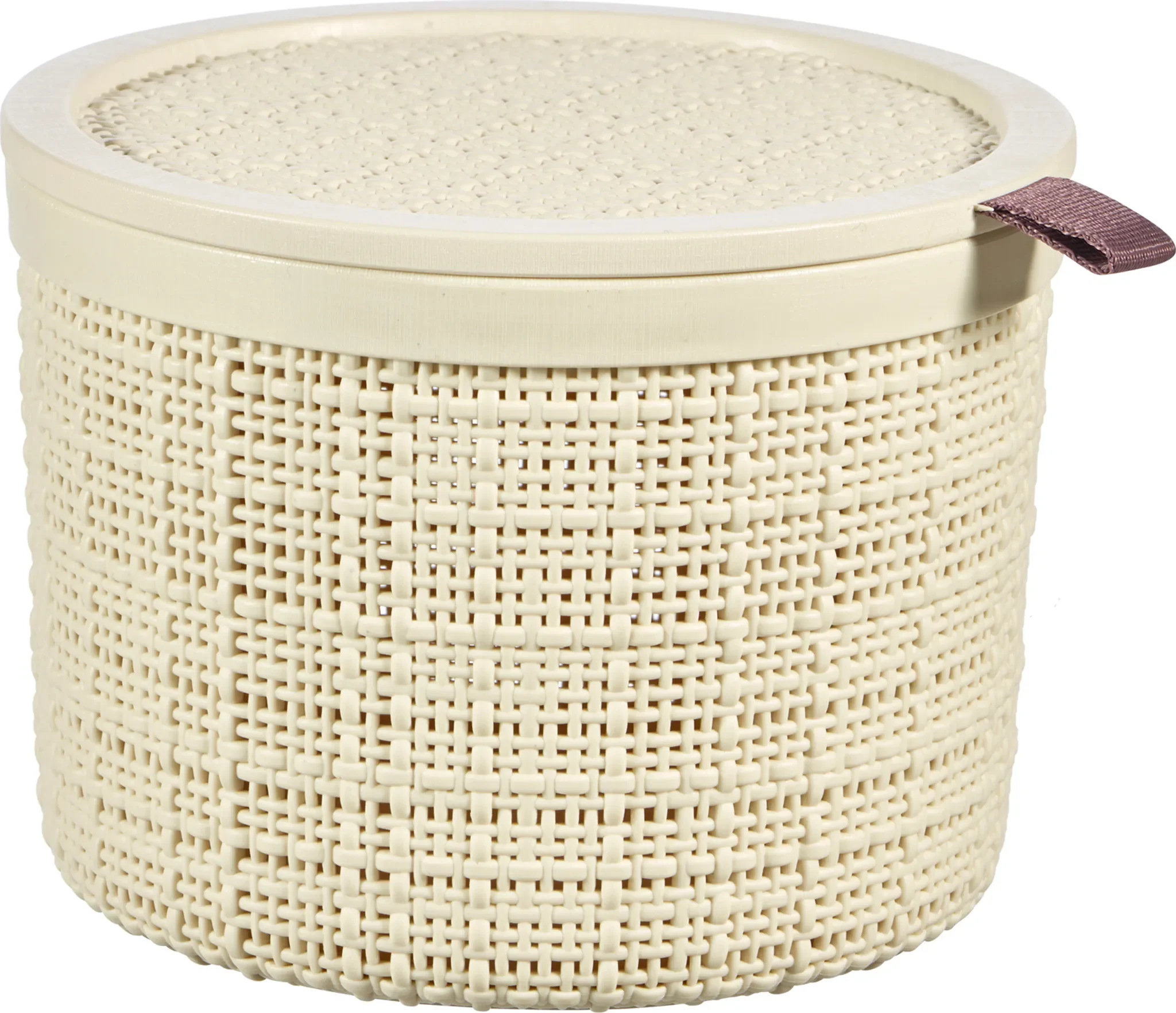 Curver JUTE ROUND Aufbewahrungskorb mit Deckel – 2 Liter, Beige